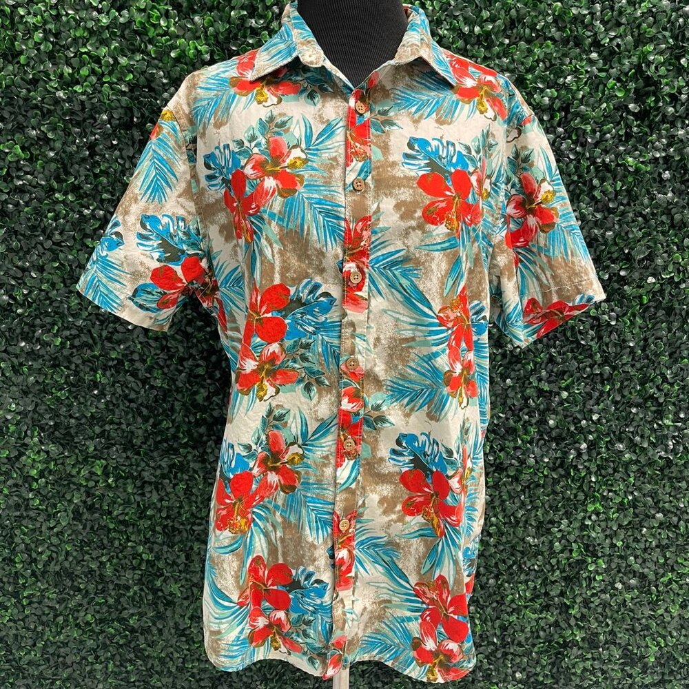 Denim and Flowers Men’s Hawaiian  Cotton Shirt